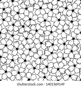 Vector seamless pattern with hand drawn flowers.