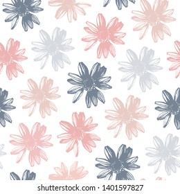 Vector seamless pattern with hand drawn flowers.