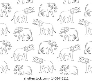 Vector seamless pattern of hand drawn doodle sketch elephant isolated on white background 