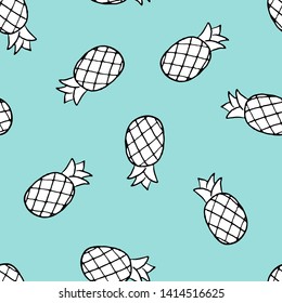 Vector seamless pattern with hand drawn pineapples.