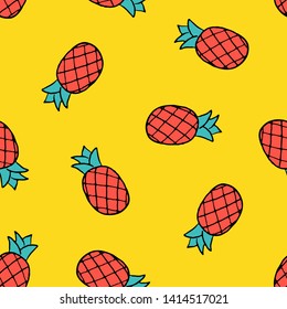 Vector seamless pattern with hand drawn pineapples.