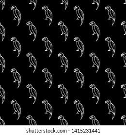 Vector seamless pattern with hand drawn parrots.