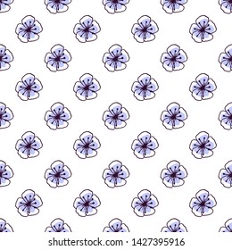 Vector seamless pattern with hand drawn flowers.