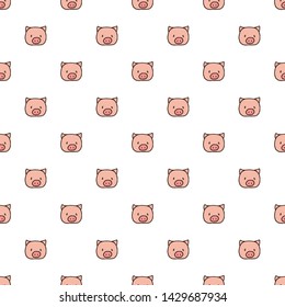 Vector seamless pattern with hand drawn pig head.