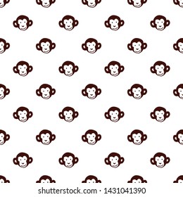 Vector seamless pattern with hand drawn monkey head.