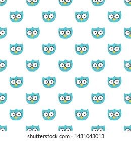 Vector seamless pattern with hand drawn owl head.