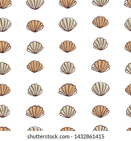  Vector  seamless pattern with hand drawn seashells.