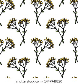 Vector seamless pattern with hand drawn graceful wildflowers. Beautiful floral design elements, perfect for prints and patterns