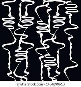 Vector seamless pattern with hand drawn waves. Pulse diagram lines