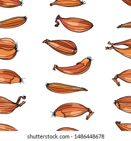 Vector seamless pattern with hand drawn Shallot onion bulbs. Beautiful food design elements, ink drawing, perfect for prints and patterns