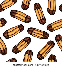 Vector seamless pattern with hand drawn traditional Austrian Christmas cookies - Viennese Fingers. Beautiful food design elements, perfect for prints and patterns