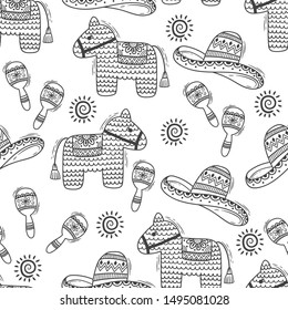 Vector seamless pattern with hand drawn doodle