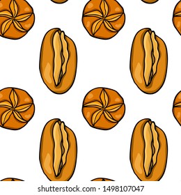Vector seamless pattern with hand drawn traditional German buns. Ink drawing, graphic style. Beautiful food design elements.