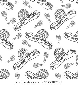 Vector seamless pattern with hand drawn doodle