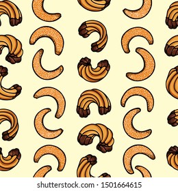 Vector seamless pattern with hand drawn traditional Austrian Christmas cookies. Beautiful food design elements, perfect for prints and patterns