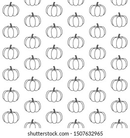 Vector seamless pattern of hand drawn doodle pumpkin isolated on white background 