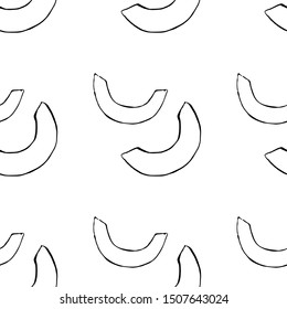 Vector seamless pattern with hand drawn outline pumpkin pieces. Garden vegetable background. Template for fabric, wrapping paper, harvest festival or halloween decoration. Contour image