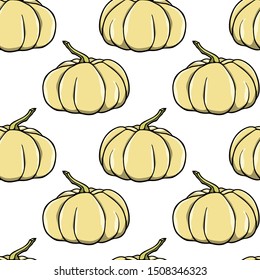 Vector seamless pattern with hand drawn Cheese pumpkins. Ink drawing, graphic style. Beautiful food or Halloween design elements, perfect for prints and patterns