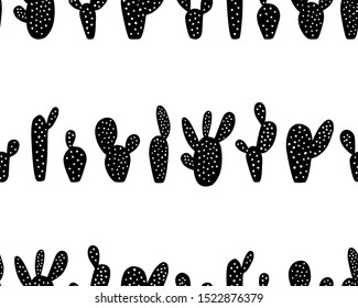 Vector seamless pattern with hand drawn cactus. Beautiful floral design elements, perfect for prints and patterns
