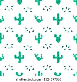 Vector seamless pattern with hand drawn cactuses . Modern design for fabric, poster, card, textile. Scandinavian style.