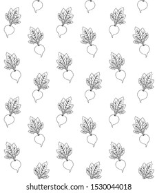 Vector seamless pattern of hand drawn doodle sketch beet isolated on white background