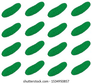 Vector seamless pattern of hand drawn sketch green cucumber isolated on white background