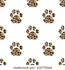 Vector seamless pattern with hand drawn footprints, with leopard print.Perfect for design of gift wrap,textile,blog decoration,banner,poster,fashion,wallpaper, fabric,textile,web sites,apps,card