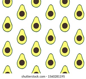 Vector seamless pattern of hand drawn doodle sketch colored avocado isolated on white background