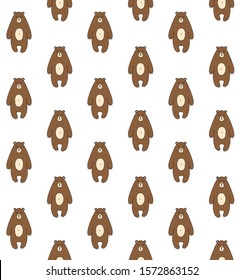 Vector seamless pattern of hand drawn doodle sketch brown bear isolated on white background