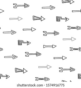 
Vector seamless pattern with hand drawn arrows on white background. Great print  for fabric, wrapping papers, wallpapers, fabric, cover. Doodle style illustration in black ink, outline.
