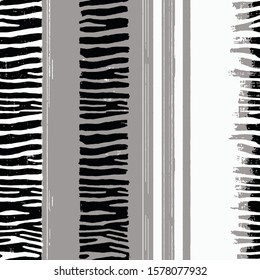 Vector seamless pattern with hand drawn tiger stripes isolated on white. Animal skin texture sketch. Zoo fur background
