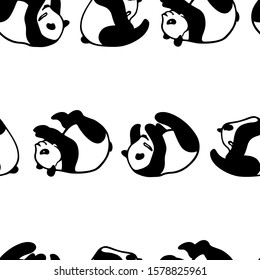 Vector seamless pattern with hand drawn sweet pandas. Ink drawing, beautiful animal design elements. Perfect for prints and patterns