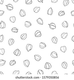 Vector Seamless Pattern With  Hand Drawn Edible Buds  Of Capers. Sketch Illustration.