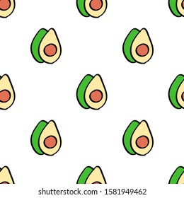 Vector seamless pattern with hand drawn doodle avocado. Good for fabric print design and wrapping paper roll.
