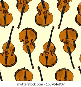 Vector seamless pattern with hand drawn bass. Beautiful musical design, perfect for prints and patterns