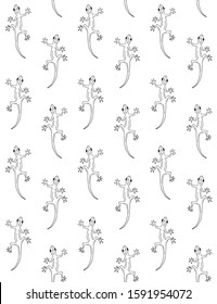 Vector seamless pattern of hand drawn doodle sketch gecko lizard isolated on white background