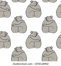 Vector seamless pattern with hand drawn hugging koalas. Ink drawing, beautiful animal design elements. Perfect for prints and patterns