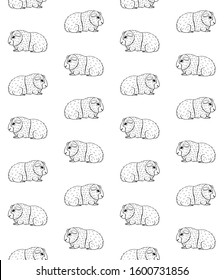 Vector seamless pattern of hand drawn doodle sketch Guinea pig isolated on white background