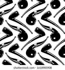 Vector seamless pattern with hand drawn smoking pipes. Beautiful ink drawing. Perfect for prints and patterns