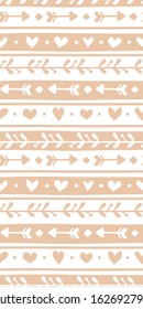 Vector seamless pattern with hand drawn elements for Valentine's Day. Cute design for fabric, wrapping, wallpaper