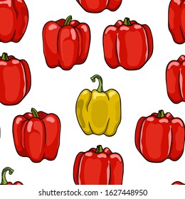 Vector seamless pattern with hand drawn bell peppers. Beautiful food design elements, ink drawing. Perfect for prints and patterns