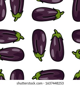 Vector seamless pattern with hand drawn ripe aubergines. Cool vegetable design elements, perfect for prints and patterns