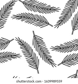 Vector seamless pattern with hand drawn palm leaves. Beautiful floral design elements, ink drawing, perfect for prints and patterns