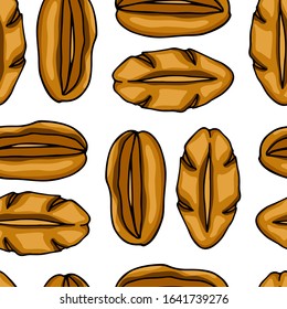 Vector seamless pattern with hand drawn traditional bread of France. Ink drawing, graphic style. Beautiful food design elements.