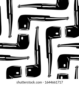 Vector seamless pattern with hand drawn smoking pipes. Beautiful ink drawing. Perfect for prints and patterns