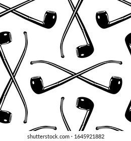 Vector seamless pattern with hand drawn Churchwarden Long Smoking Pipes. Beautiful ink drawing. Perfect for prints and patterns