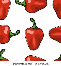 Vector seamless pattern with hand drawn Pimento peppers. Beautiful food design elements, ink drawing. Perfect for prints and patterns