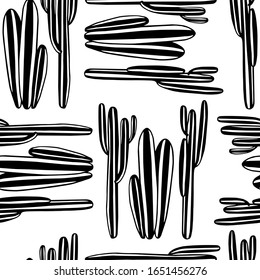 Vector seamless pattern with hand drawn cactus. Beautiful floral design elements, perfect for prints and patterns