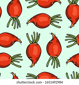 Vector seamless pattern with hand drawn ripe orange beets. Beautiful food design elements, ink drawing. Perfect for prints and patterns