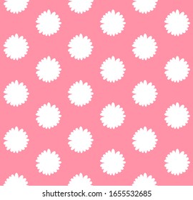 Vector seamless pattern of hand drawn white daisy chamomile flower silhouette isolated on pink background